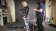 Alice bound, gagged and vibed in a shiny nylon Windbreaker. She enjoyed it :)