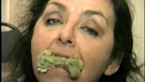 50 Yr OLD TRAVEL AGENT'S KEDNAP PT-6 PANTIES STUFFED IN MOUTH, BIG TITS TIED, HANDCUFFED, HOG-TIED, SPANKING, & BLOWS A FART (D57-7)