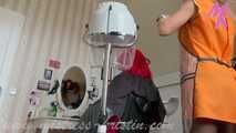 Clip #006 Hair curlers and drying hood in the fetish hair salon