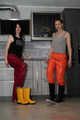 Miss Petra and new model Miss Jessica in AGU raingear  layered with transparent raingear
