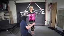 Alice, bound, gagged and vibed in shiny nylon clothes
