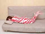 [From archive] Stella - wrapped in red and white duct tape 2