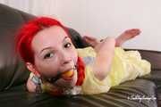 Morrigan - taped in yellow trash bag dress