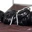 Shelly tied and gagged in a shiny nylon downcoat