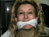 44 Yr OLD HOUSEKEEPER IS PANTY LESS, MOUTH STUFFED WITH STINKY NYLON STOCKING, TOE TIED & 4 CLEAVE GAGS (D40-13)
