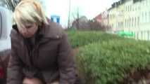 056022,056023, 056024 Kasha Peeing In Public On A Winter Afternoon.