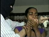 BLACK STUDENT TIED, GAGGED & HOG-TIED WITH DUCT TAPE (D28-3)