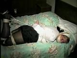 30 Yr OLD BBW SINGLE MOM IS HOG-TIED, WRAP TAPE GAGGED, BALL-TIED NAKED ON THE BED, CLEAVE GAGGED,  NYLON STOCKING FEET TIED AND TOE-TIED (D62-2)