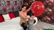 sexy topless pump2pop seven balloons with the helium tank