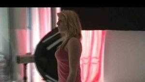 MONE wearing a hot white shiny nylon shorts and a T-shirt at home during her clock-off (Video)