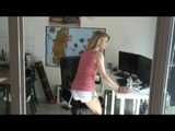 MONE wearing a hot white shiny nylon shorts and a T-shirt at home during her clock-off (Video)