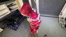 Myxxxy bound and gagged in shiny nylon Rainwear