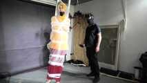 Myxxxy bound and Pantygagged in shiny nylon Rainwear
