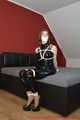 Miss J get hogtied gagged in a shiny PVC outfit