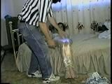 26 Yr OLD K-MART CLERK MUMMY PLASTIC WRAPPED NAKED, WRAP TAPE GAGGED, SPANKED & FOOT TICKLED (D38-16)
