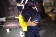 Sandra beeing tied and gagged by Stella in Shiny Nylon Rainwear crotchrope-suspended 