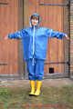 Our new Model in Miss Clara in blue AGU raingear