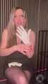 Hanna Engelss - Pussy massage with white gloves and black dildo