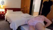 Alexa gets to test out the bed—and gets her butt spanked a little