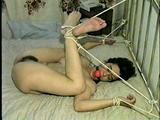 26 Yr OLD K-MART CLERK BOUND SPREAD EAGLE NAKED WITH LEGS TIED UP & CROSSED OVER HER HEAD, SPANKED, BALL-GAGGED & TORMENTED WITH VIBRATOR (D48-11)