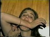  UK GIRL LISA IS MOUTH STUFFED, HANDGAGGED, WRIST GAGGED, RAWHIDE TIED & SELF HANDGAGGED (D42-13)