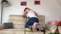 trying to sit2pop and using the heels to destroy beach balls