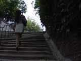 016079 Eve Takes A Pee In The Stairway Drain Channel