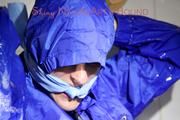 Sonja ties, gagges and hoodes herself in a bath tub wearing supersexy shiny nylon rainwear (Pics)