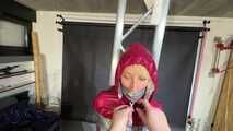 Myxxxy bound and gagged in shiny nylon Rainwear