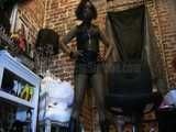 Latex boot leather femdom