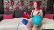 inflating three big balloons with pump and mouth and releasing the air [NonPop]