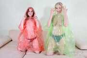 Morrigan and Valeria Ross - Double hogtaped in raincoat
