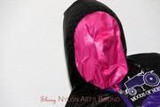 Katharina tied and gagged in rainwear with breath control