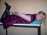 Tied up in a bordeaux dress 