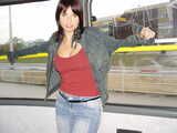 Flashing my tits and pussy on the tram