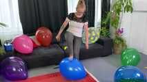 Various balloon popping fun and inflating five balloons without popping
