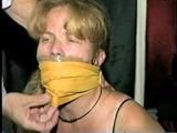 38 Yr OLD CASHIER ATTIC BOUND & GAGGED IN A BLACK LEATHER DRESS (D24-6)