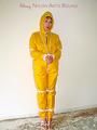 Leonie tied and gagged outdoor wearing shiny yellow rainwear (Pics)