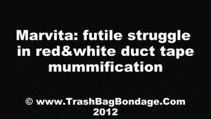 [From archive] Marvita mummified in red and white duct tape (video)