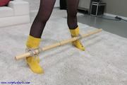 Big ballgag and yellow boots (4K)