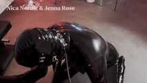 Submissive rubber object embarrassed, utilized, interacted with