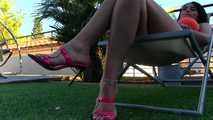 pink heels dangling