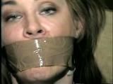26 YEAR OLD RIVER VERY TIGHTLY WRAP TAPE GAGGED, PANTYHOSE FEET TICKLED, STUFFED MOUTH & DROOLING (D52-8)