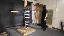 Lana tied and gagged in a shiny nylon Downjacket