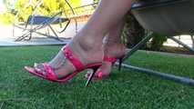 pink heels dangling