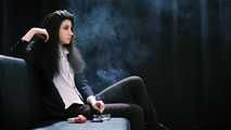 Adorable 19-year-old Anastasia surprisingly fancies smoking really strong Marlboro Red cigarettes