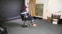 Lana bound and gagged in shiny nylon Rainwear