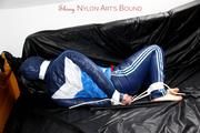 Jill tied and gagged in shiny nylon 