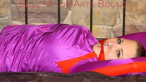 Mara tied and gagged on a princess bed in an old cellar wearing an supersexy thin shiny nylon combination (Pics)