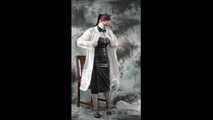 Secretary in raincoat